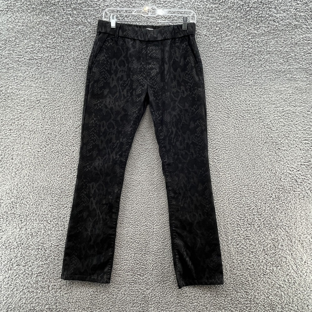 Bevy Flog Pants Womens 28 Black Snakeskin Nansi Straight Leg Stretch Pull On